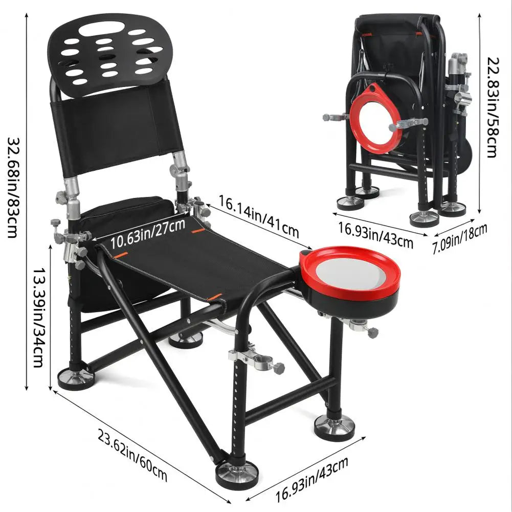 Foldable Fishing Chair With Backrest And Rod Holder