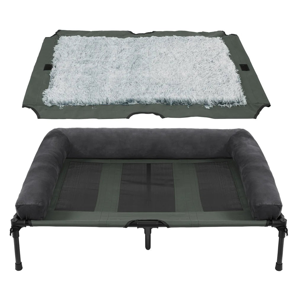 BORWARTCN Outdoor Raised Dog Bed With Cooling Breathable Mat For Pets