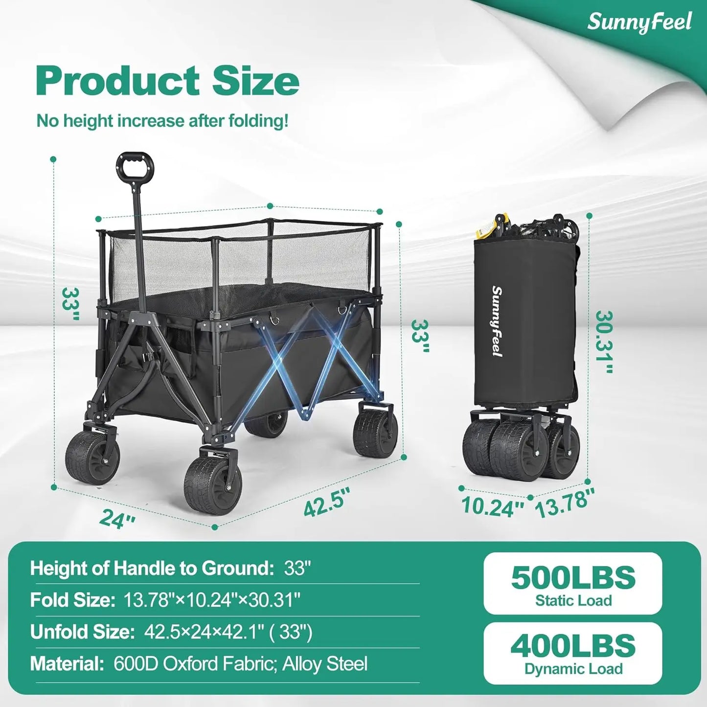 Oxford Heavy Duty Collapsible Outdoor Wagon 500lb Capacity