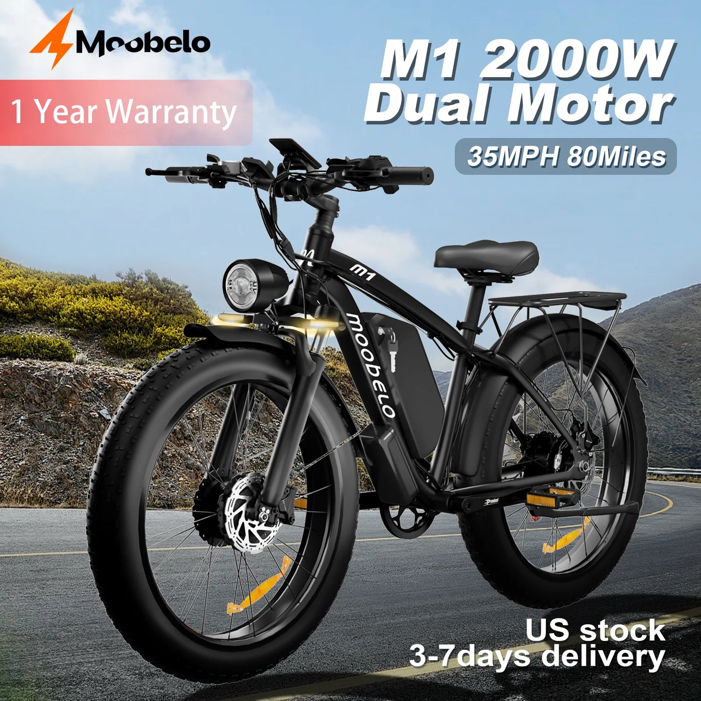MOOBELO M1 48V 2000W Dual Motor Fat Tire Electric Bike