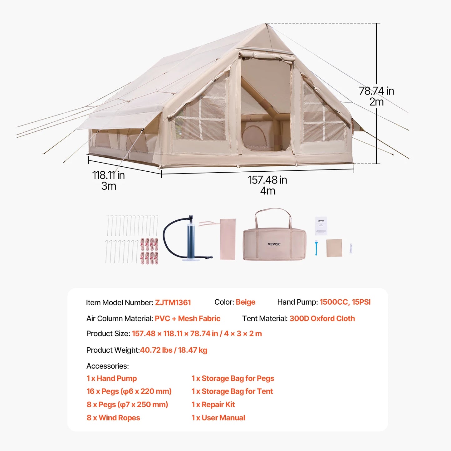 SucceBuy Inflatable Camping Tent With Easy Setup And Hand Pump