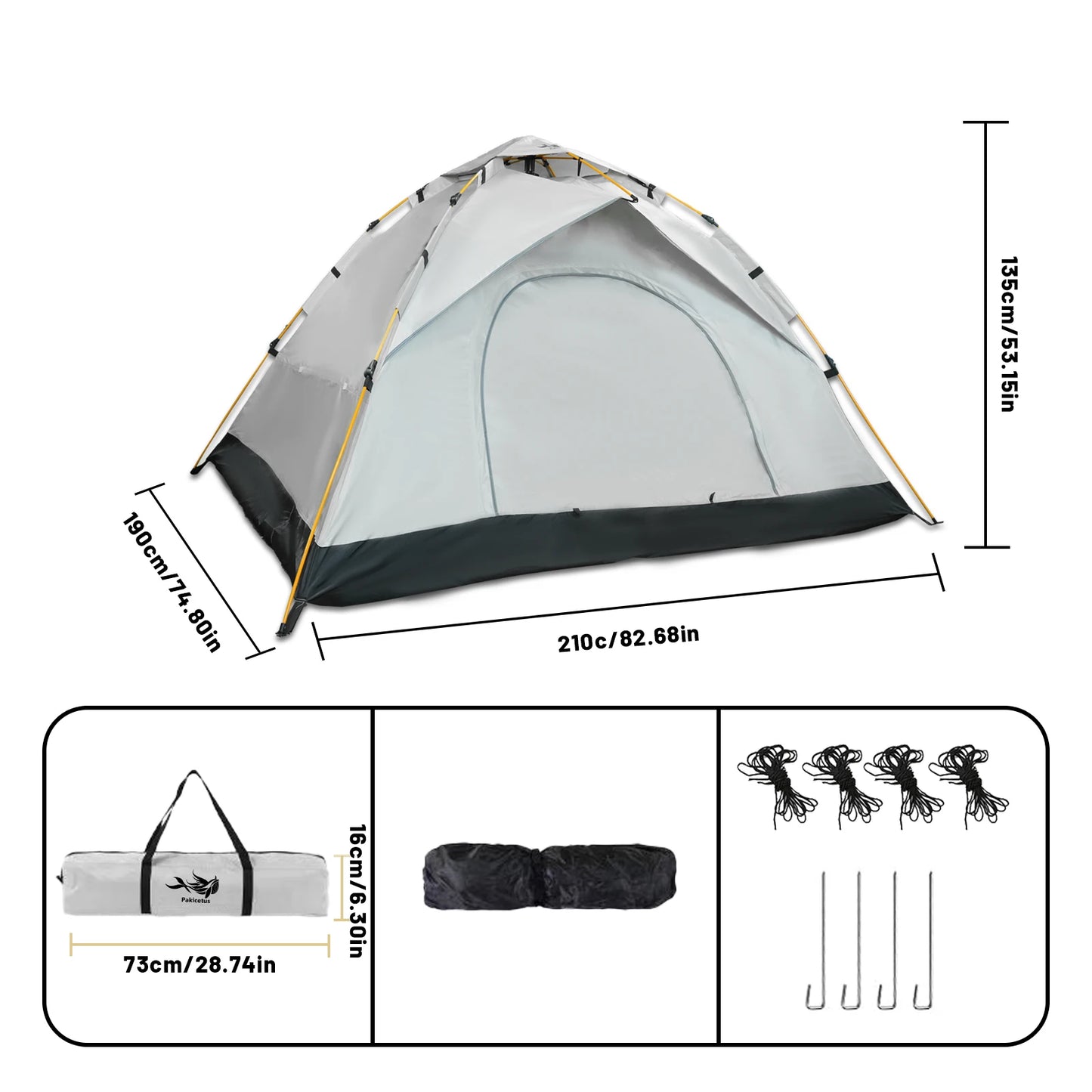 Pakicetus Windproof Camping Tent Easy Setup For Family