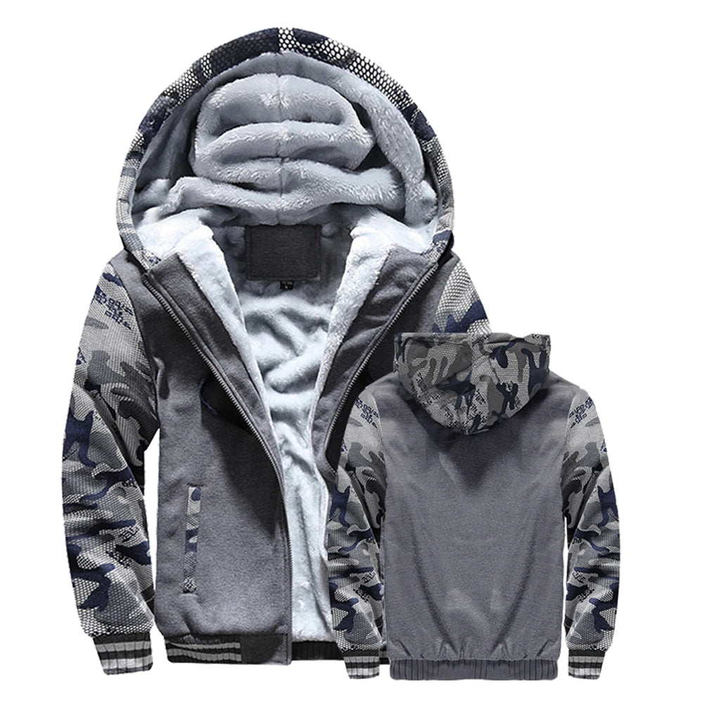 REALXIZICN Winter Jacket For Men Thick Fleece Hooded Outerwear