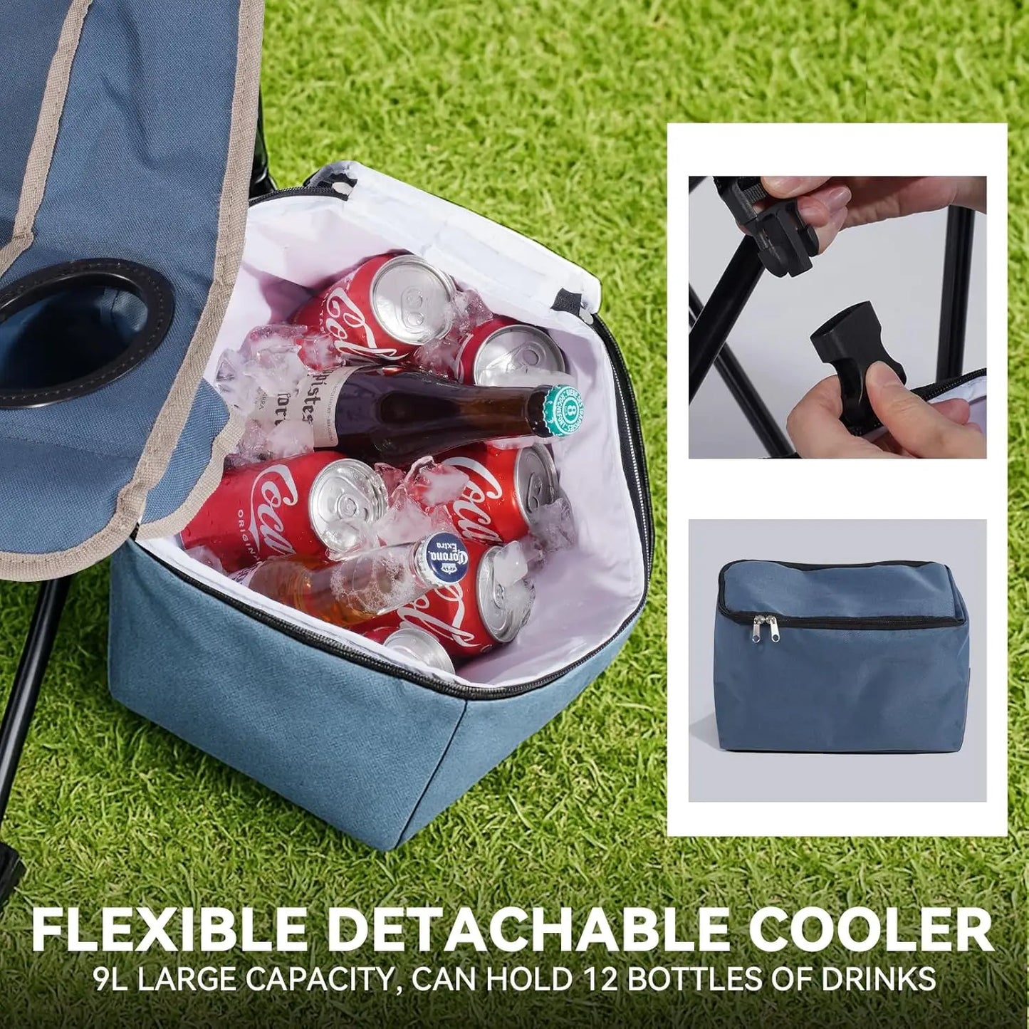 Double Camping Chair With Removable Canopy Cup Holders Cooler Bag