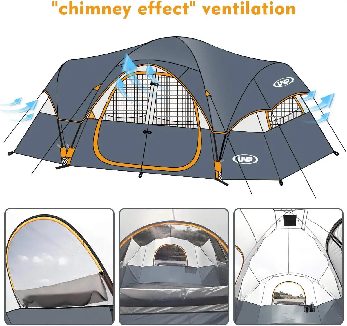 Family Camping Tent With Easy Setup Waterproof, Two Rooms