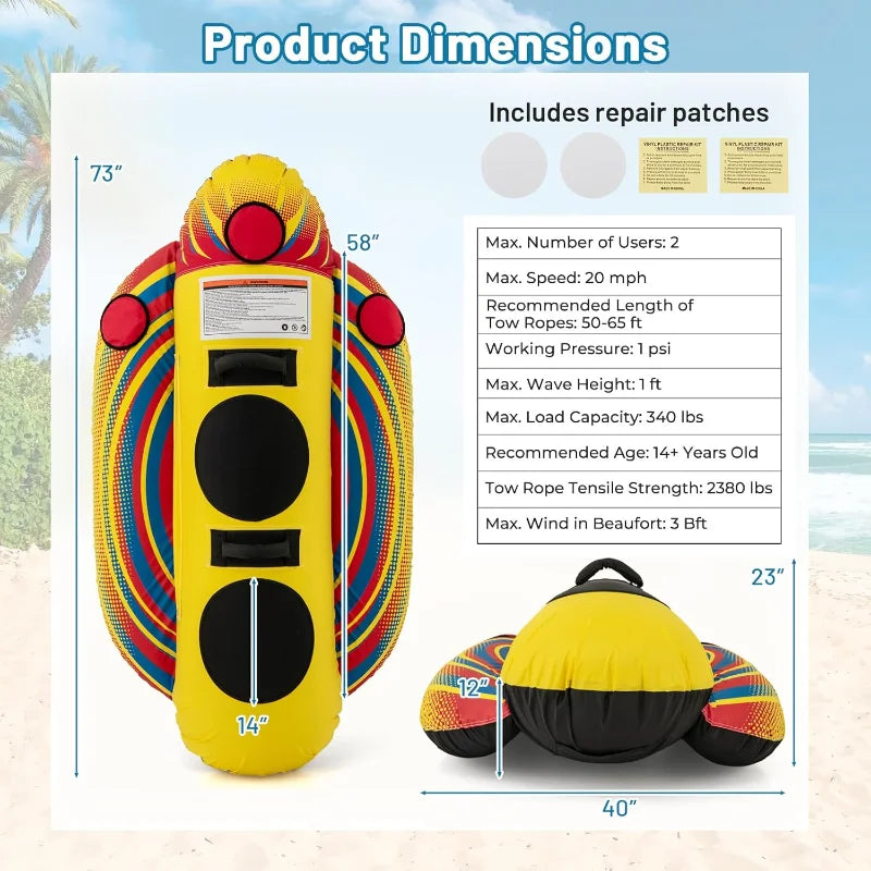 YTYIN Inflatable Towable Banana Boat Tube For Water Sports