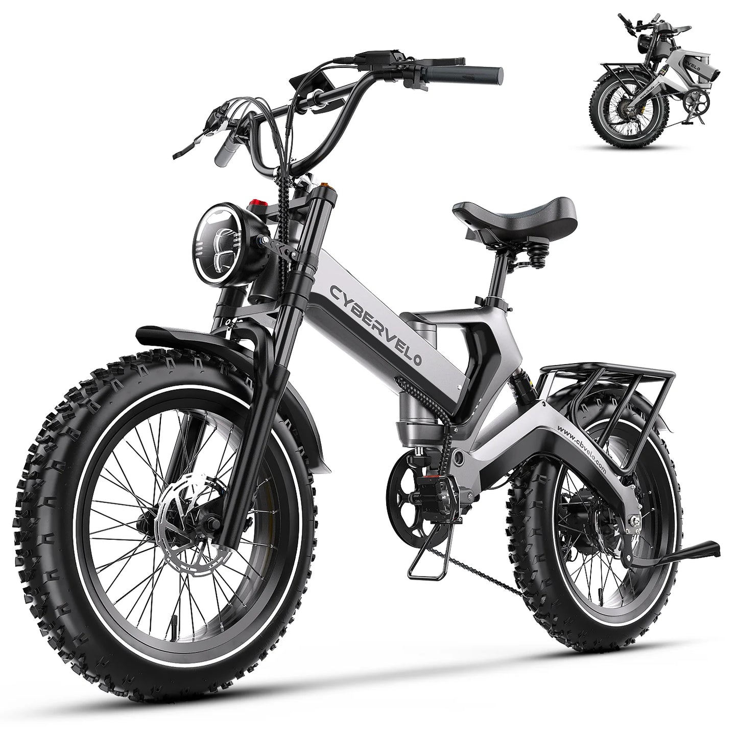 Cybervelo 2000W Foldable Fat Tire Bike With Removable 48V Battery
