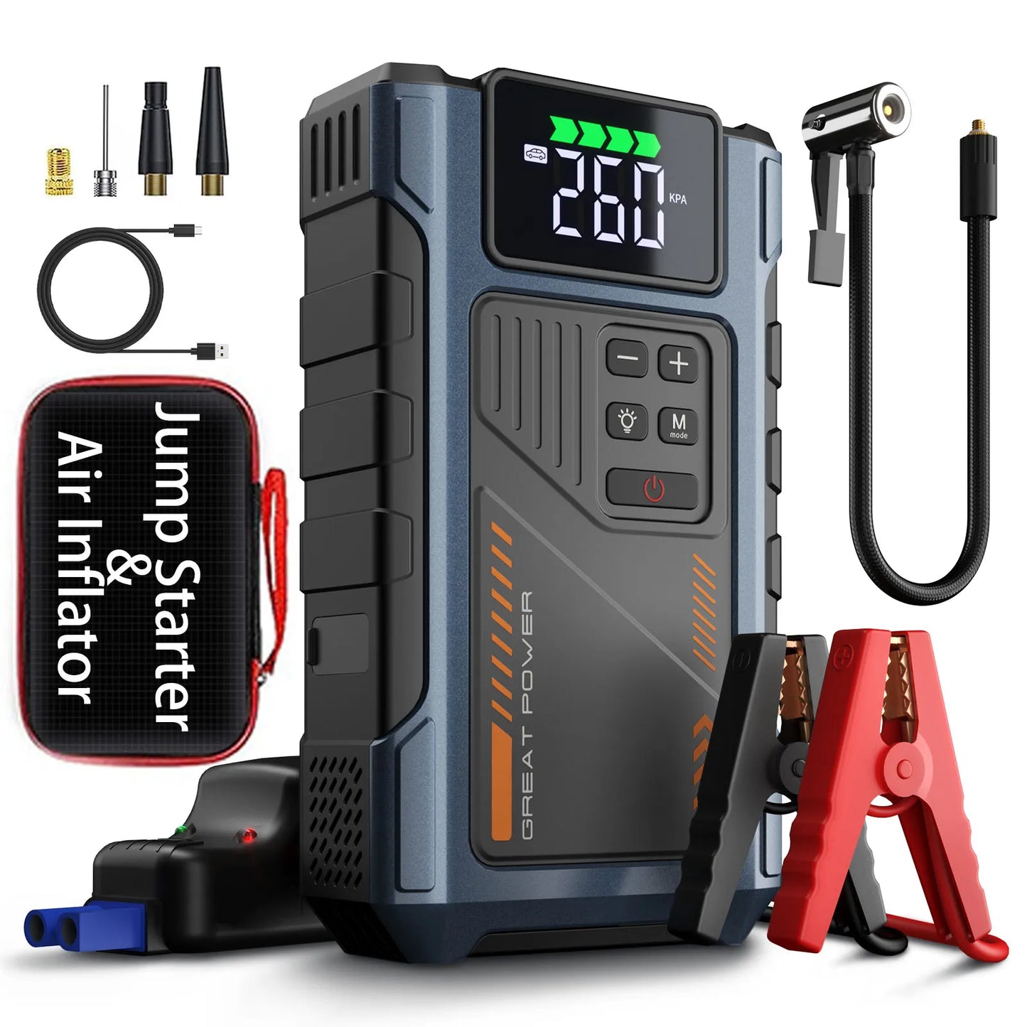 Geeneu Portable Car Jump Starter With Air Compressor