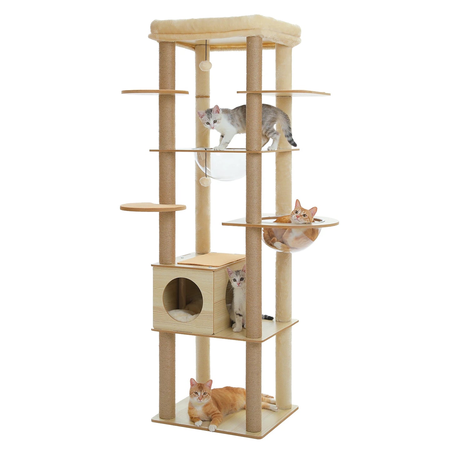 PAWZ Road Multi-Level Cat Tree Indoor Wood Tower With Posts