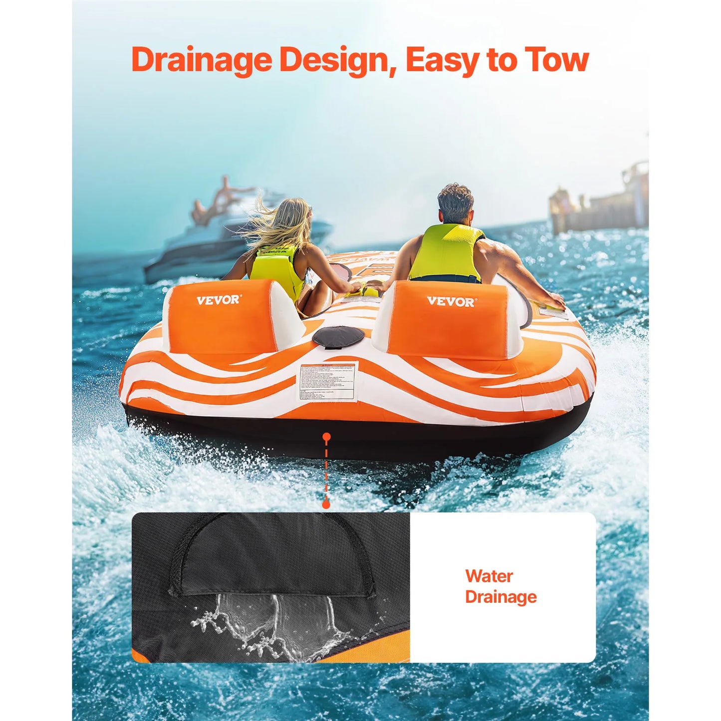 SucceBuy Towable Tube For Boating 2 Riders Water Sports