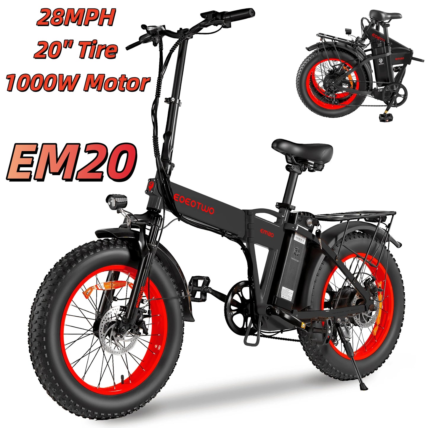 EOEOTWO 1500W Electric Fat Tire Mountain Bike 34MPH