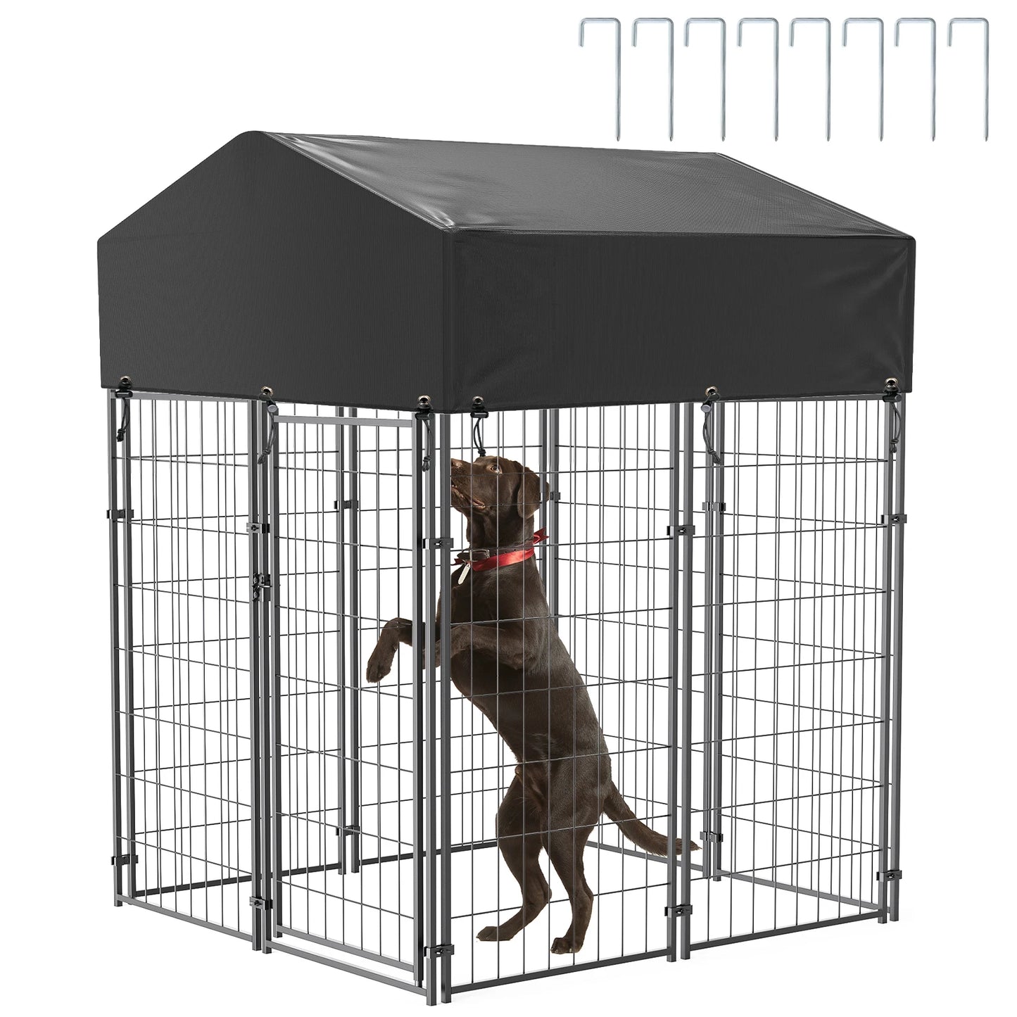 BINGOPAW Outdoor Dog Kennel With Welded Wire Canopy