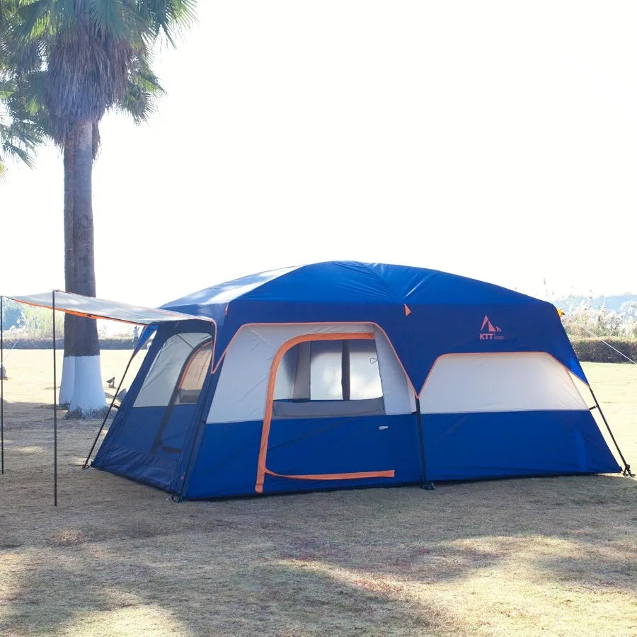 Extra Large Tent Waterproof Double Layer 2 Rooms 3 Doors
