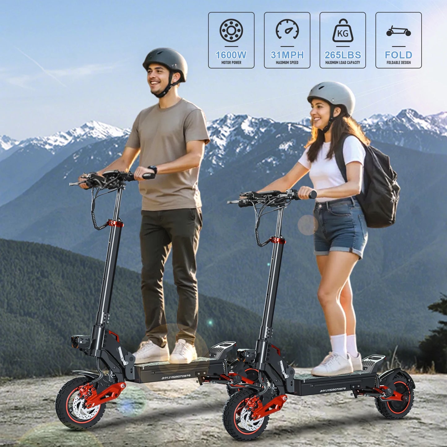 FREEBOY 1600W Electric Scooter Max Speed 28mph Foldable