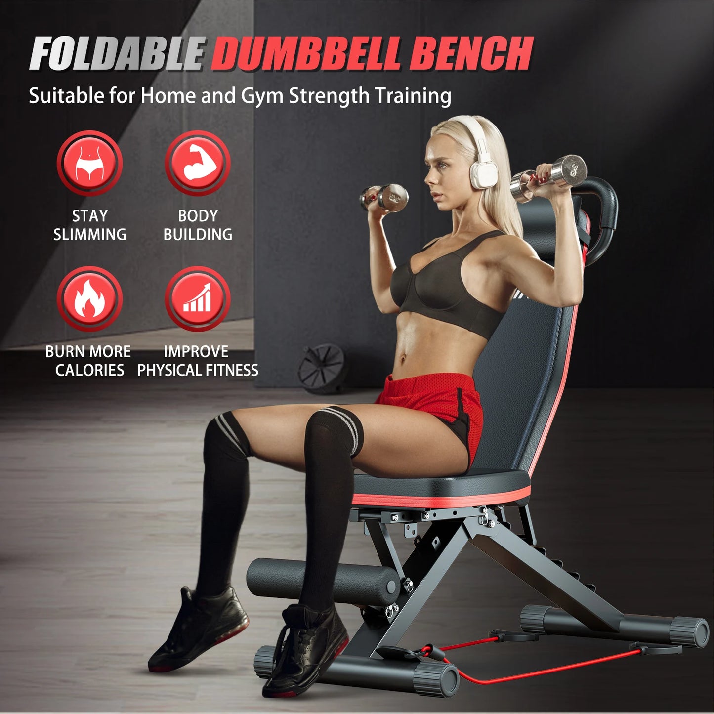 Foldable Adjustable Weight Bench For Incline Decline Home Gym