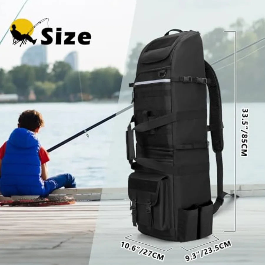 Fishing Backpack With Tactical Molle System For 8 Rods
