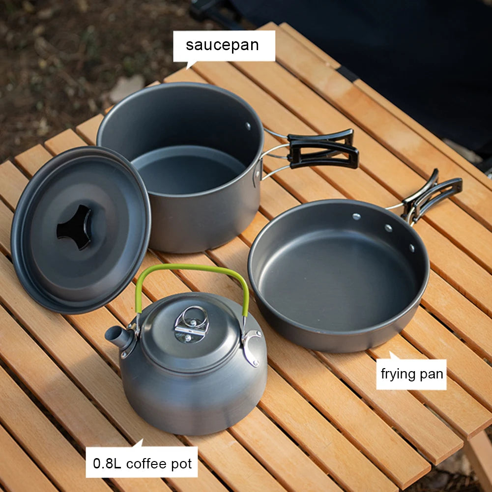 APWIKOGER Camping Cookware Set Outdoor Pot Pan Kettle Kit