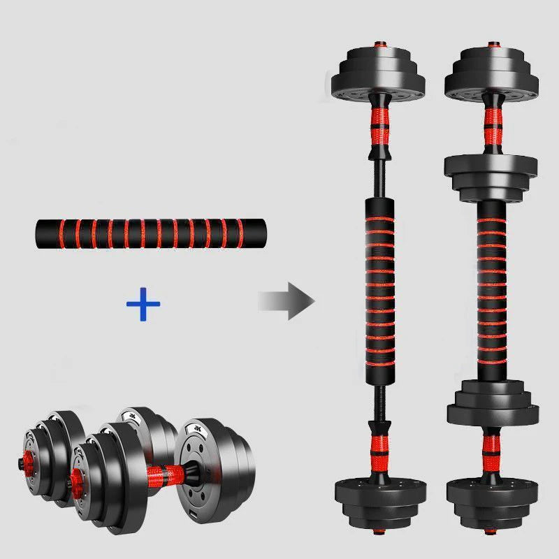 Adjustable Dumbbell To Barbell Set With Anti-Slip Grip