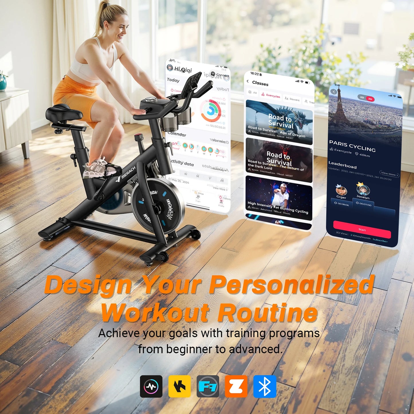 MERACH Exercise Bike Low Noise Indoor Cycling With Tablet Mount