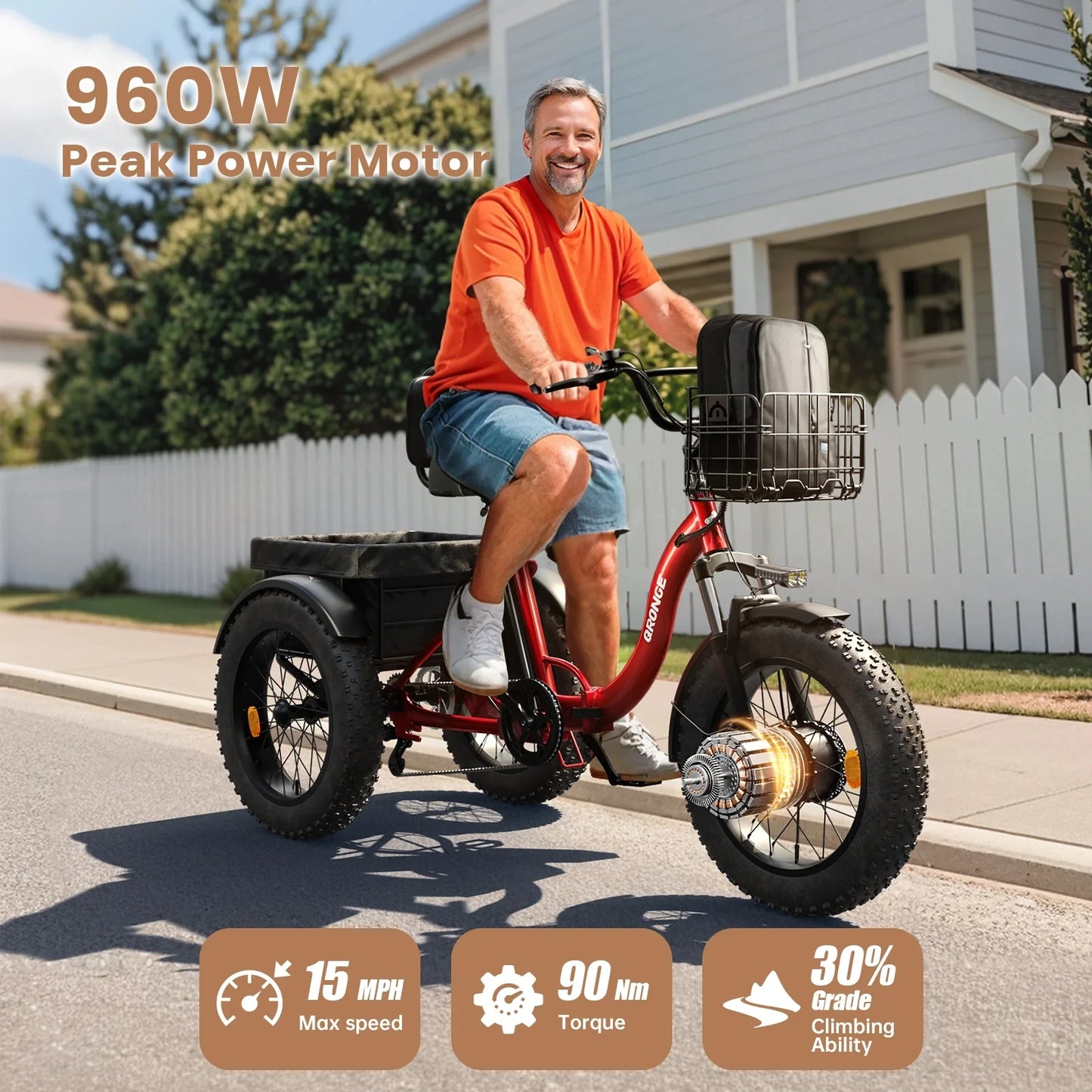 QRONGE Electric Bike for Adults 960W Peak 36V 13.5Ah Battery