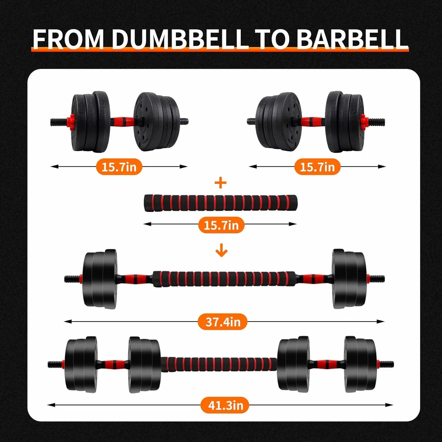 Adjustable Dumbbell To Barbell Set With Anti-Slip Grip