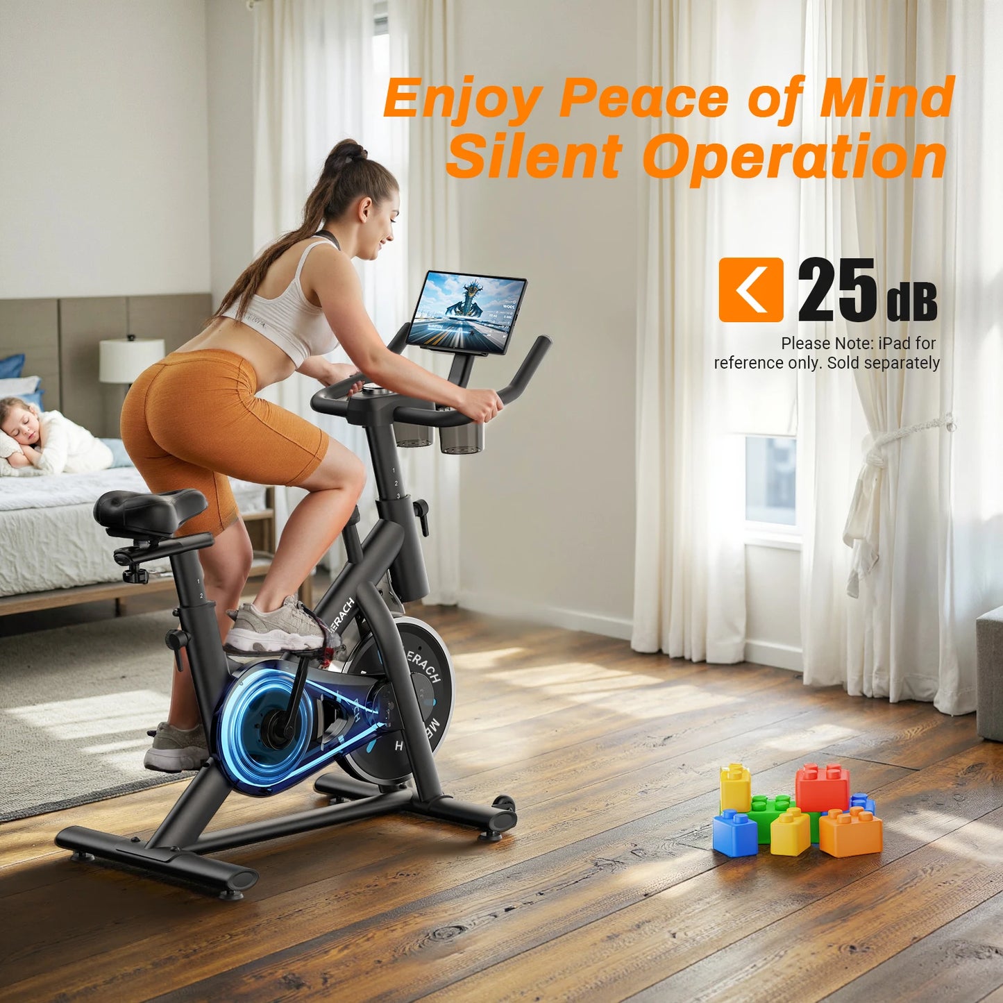 MERACH Exercise Bike Low Noise Indoor Cycling With Tablet Mount
