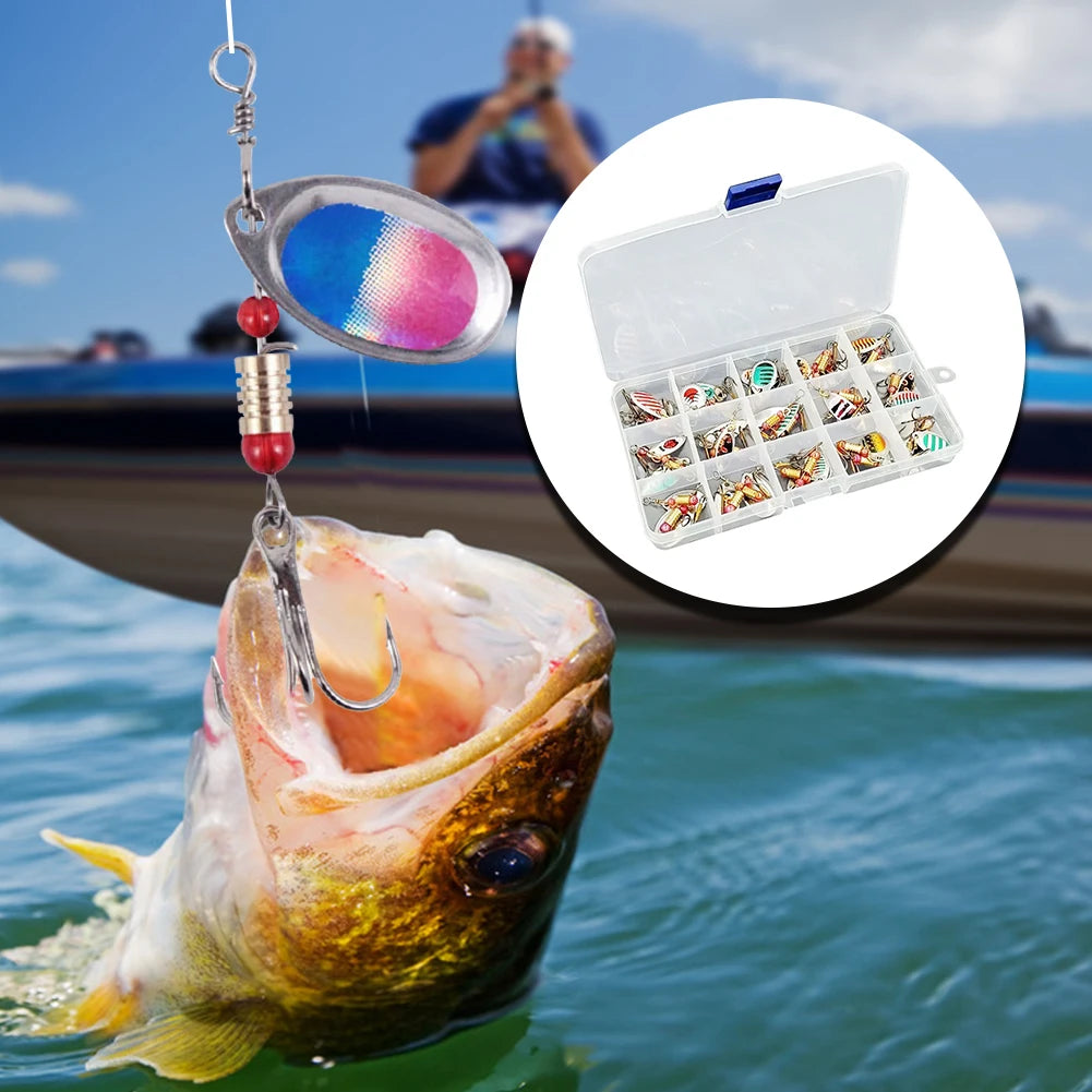 JOCESTYLE 30pcs Metal Spoon Spinner Fishing Lure With Treble Hook