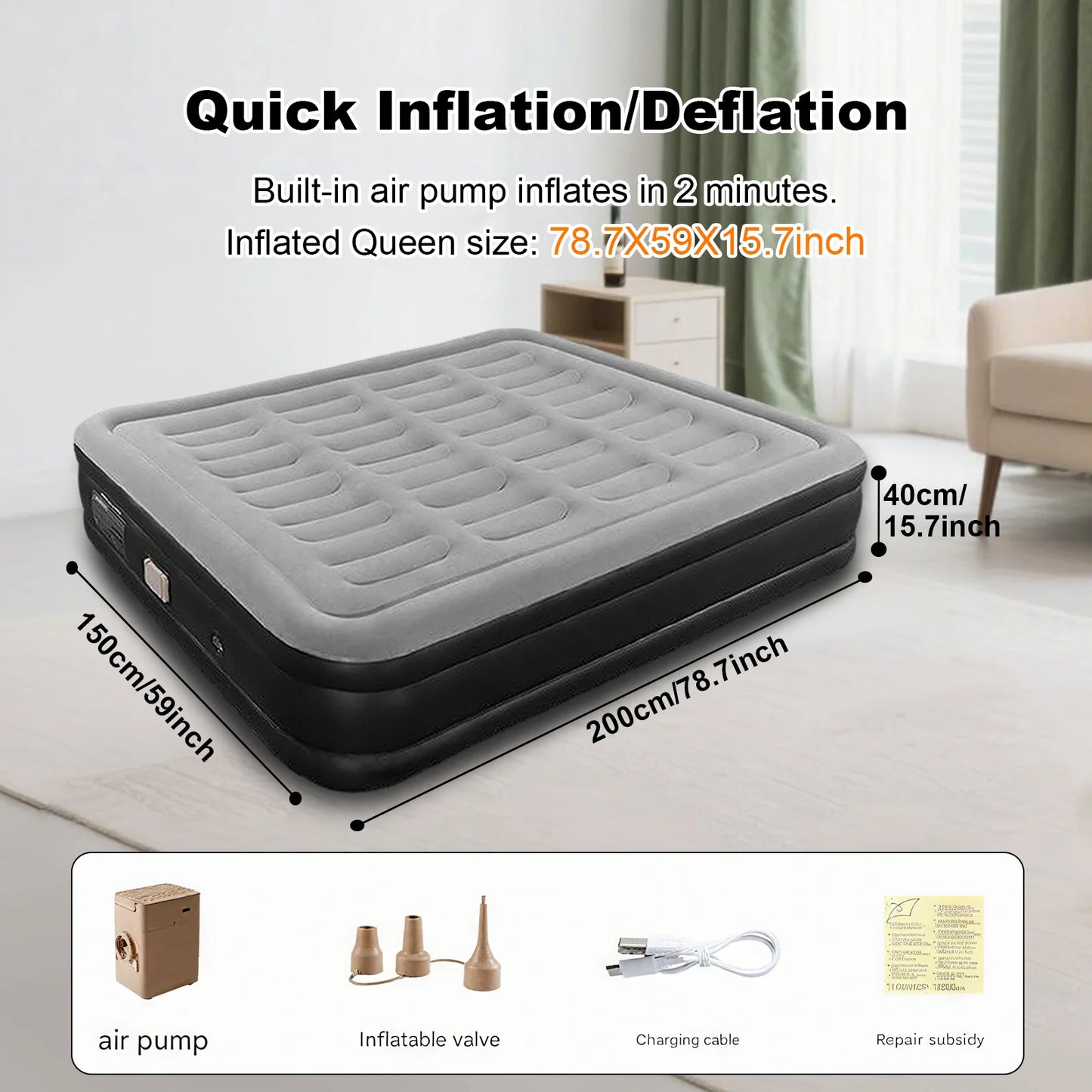 By Inflating PVC Automatic Inflatable Mattress With Built-In Pump