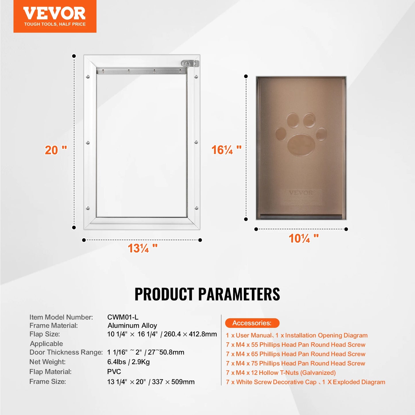 SucceBuy Dog Door Aluminum Frame With Lockable Flap