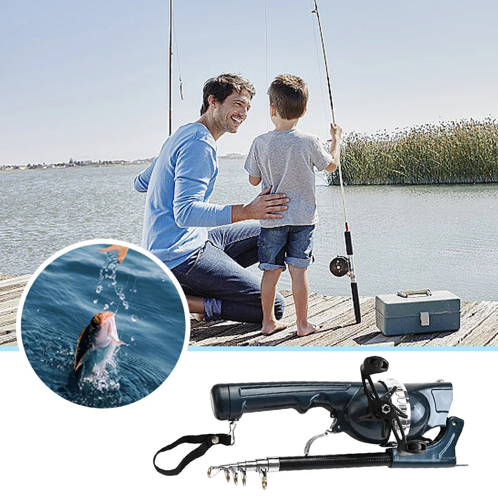 Alloet Portable Folding Telescopic Spinning Rod With Reel Carbon Fiber