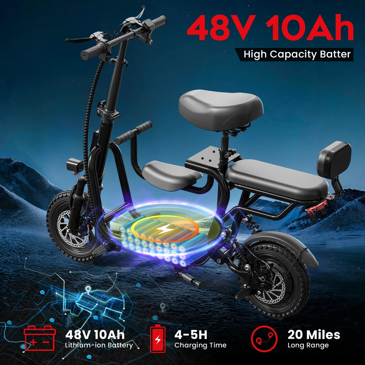 EILLEO SPACEWALK Foldable 750W Electric Scooter With Seat