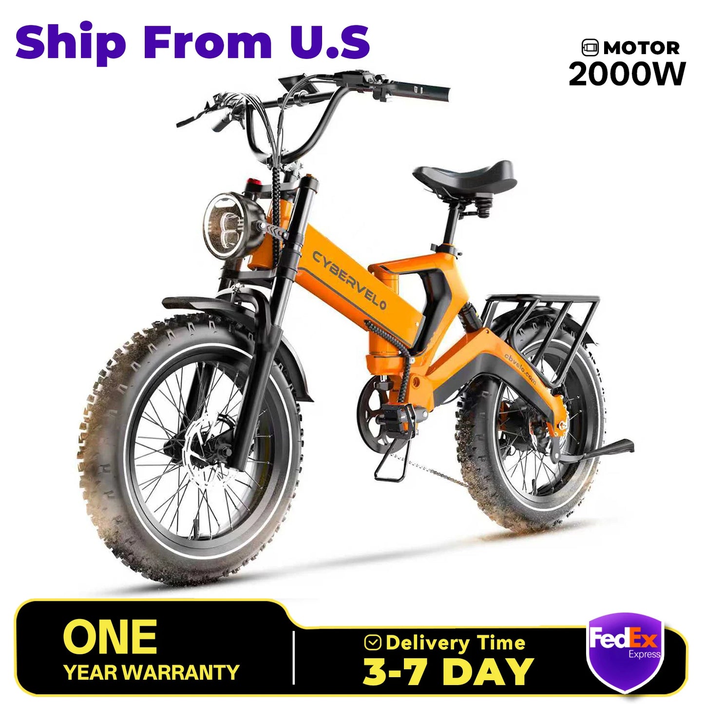 CYBERVELO EK6 Fat Tire 2000W Foldable Electric Bike With 48V Battery
