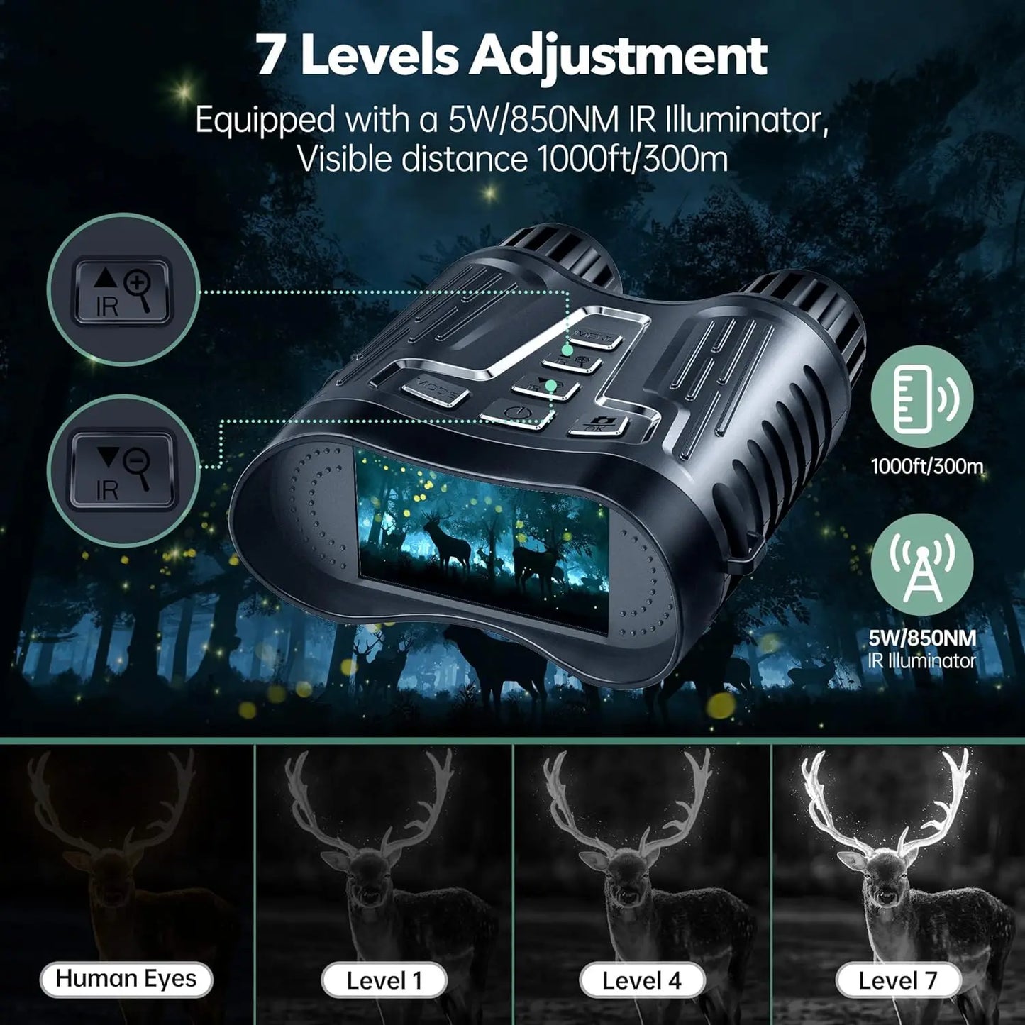 DIYIMINE Night Vision Binoculars IR Illuminator 4K Video Recording