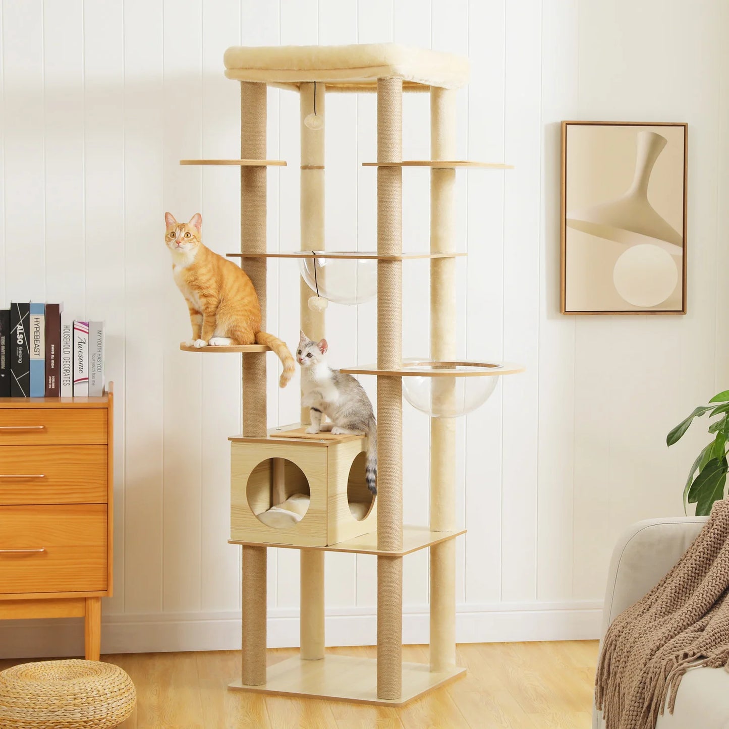PAWZ Road Multi-Level Cat Tree Indoor Wood Tower With Posts