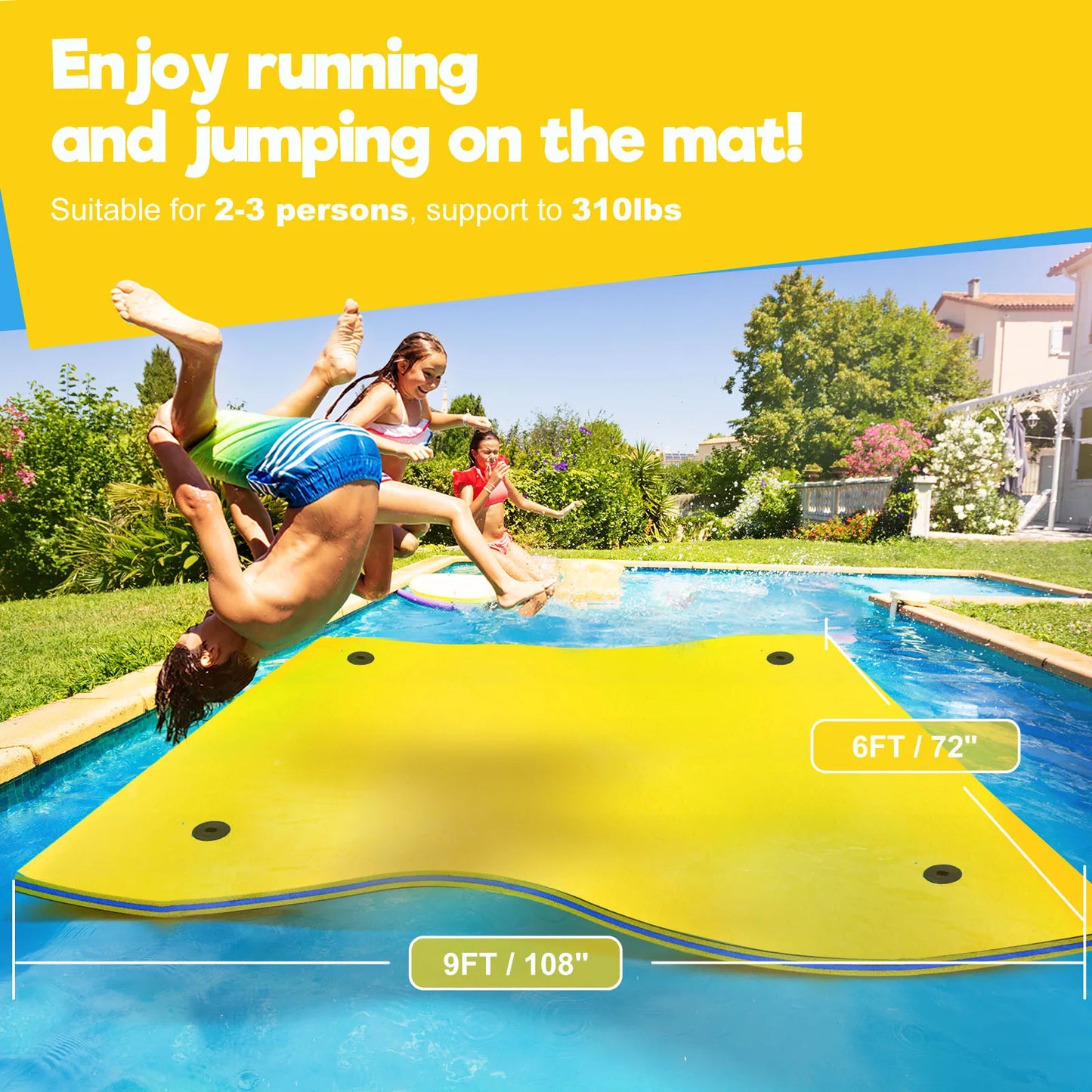 HALLOLURE Floating Water Pad Mat For Pool Beach Ocean Lake