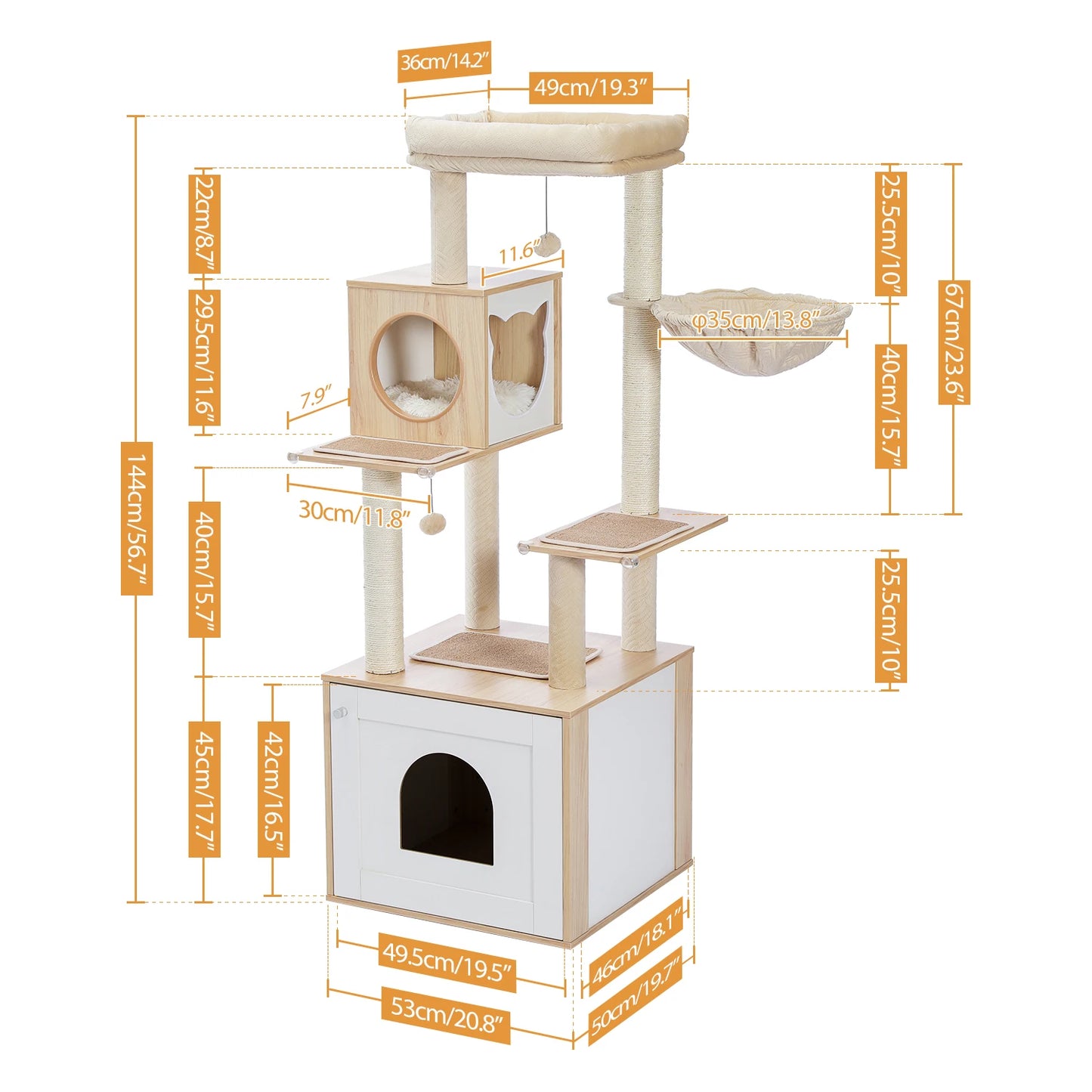 PAWZ Road Multi-Level Cat Tree Indoor Wood Tower With Posts