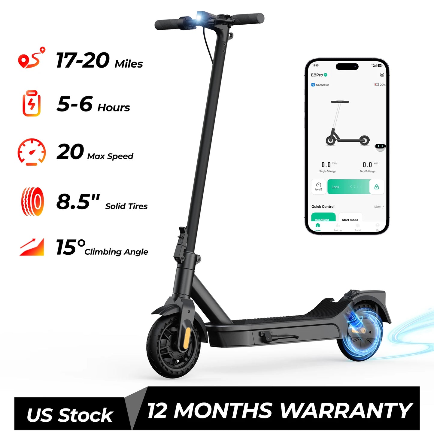 HeroPick Foldable E-Scooter Pro Max 1000W 40 Mile Range