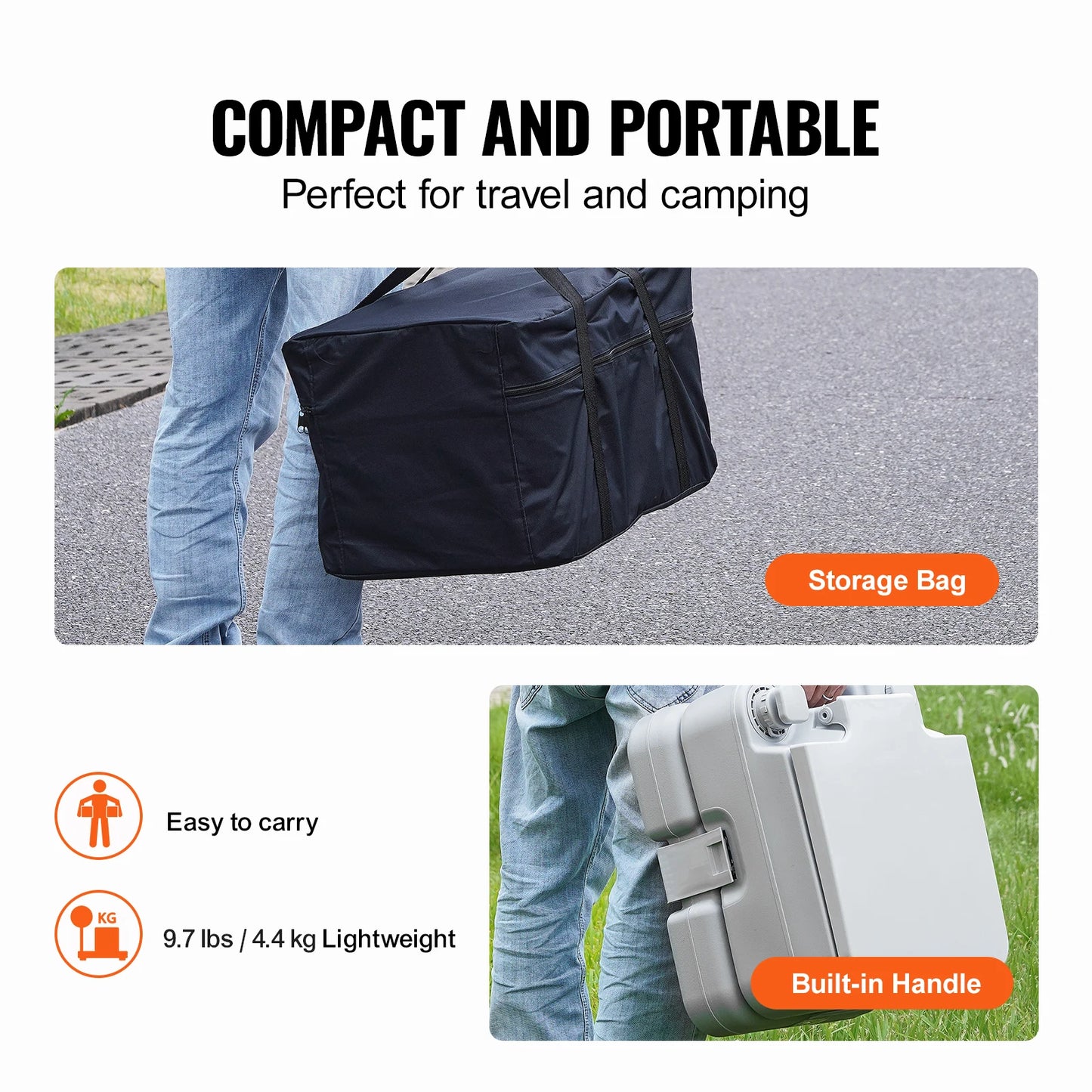SucceBuy Portable Camping Toilet With Push Button Flush