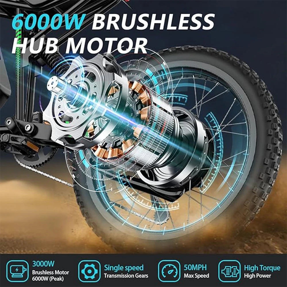 R3 Electric Dirt Bike 6000W With 60V 25Ah Battery