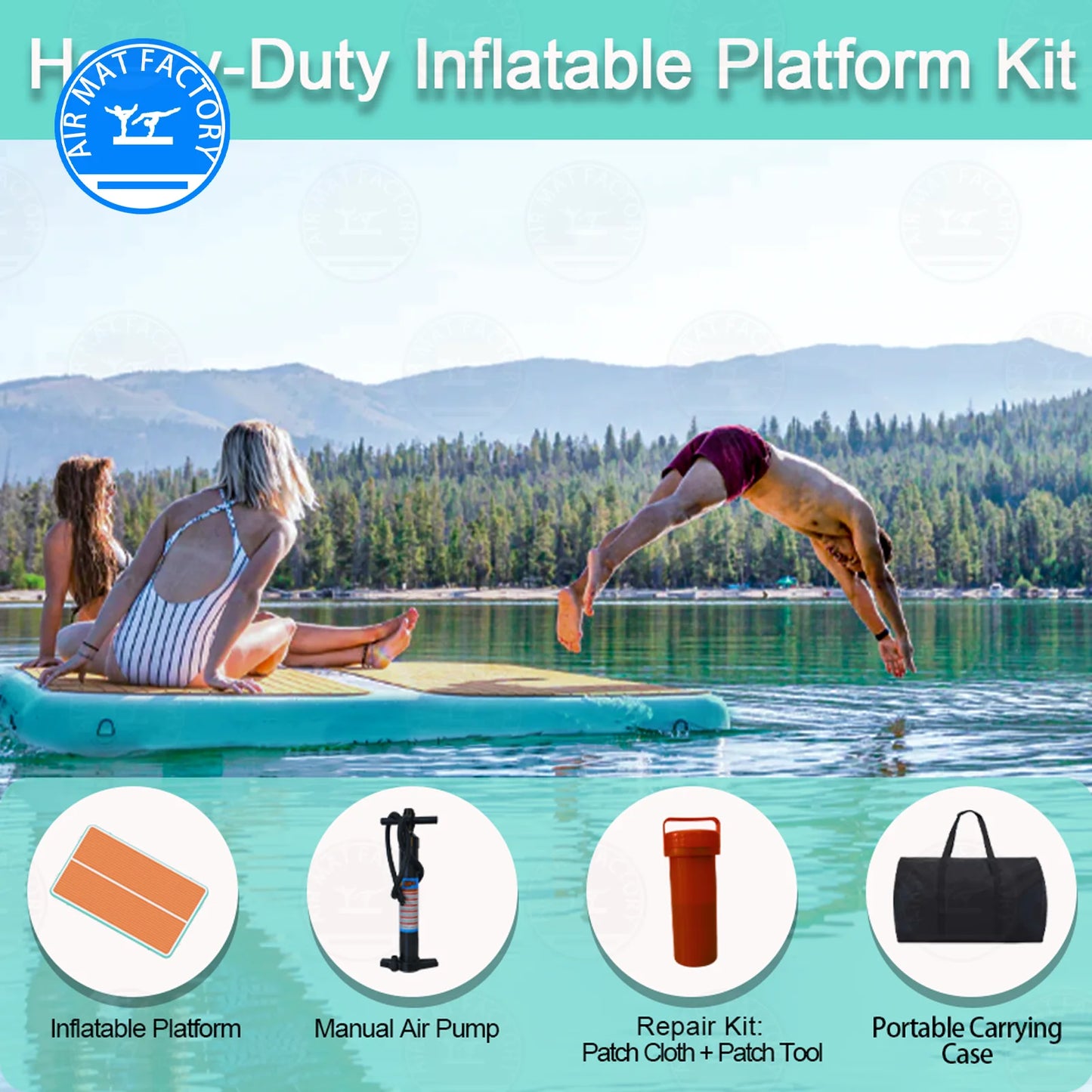 Inflatable Non Slip Floating Dock Water Platform For Pool Beach