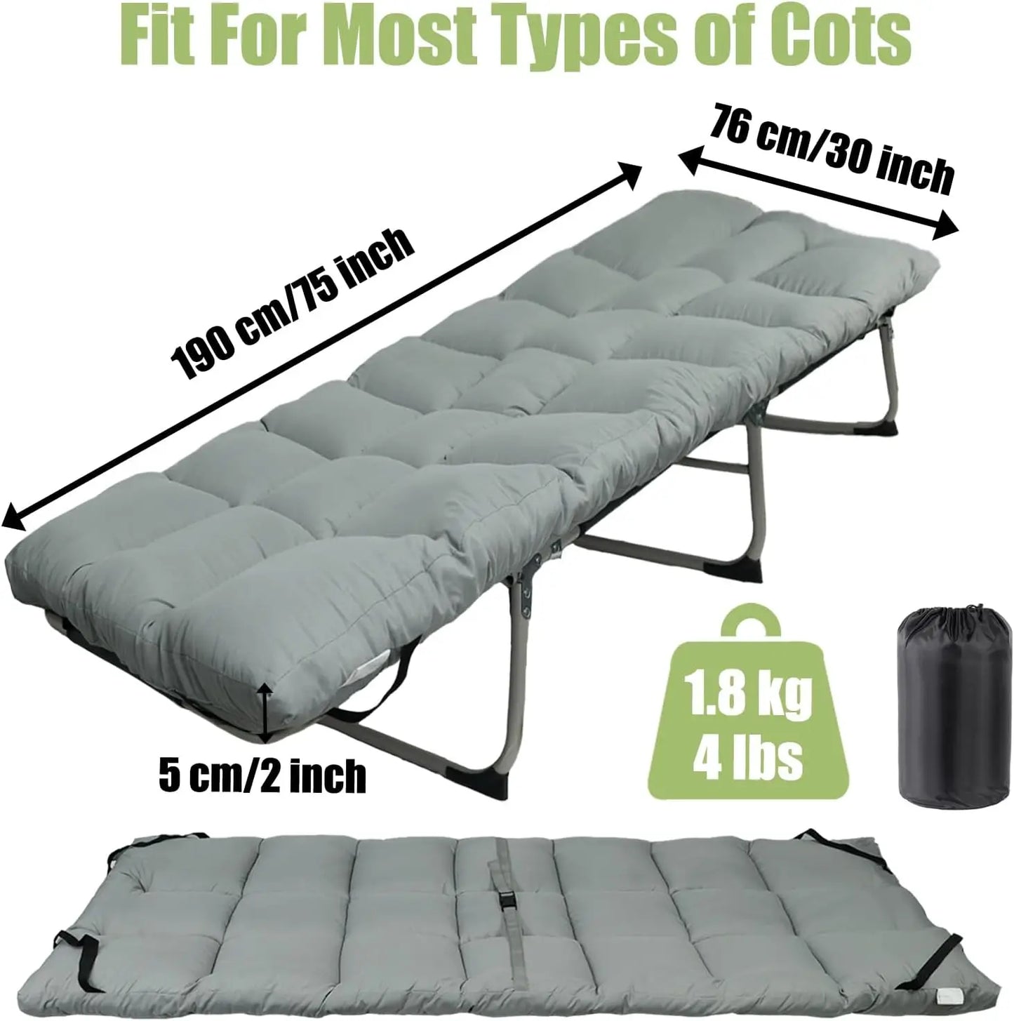 XMSJ Cot Mattress Pad Lightweight Quilted Comfort For Camping