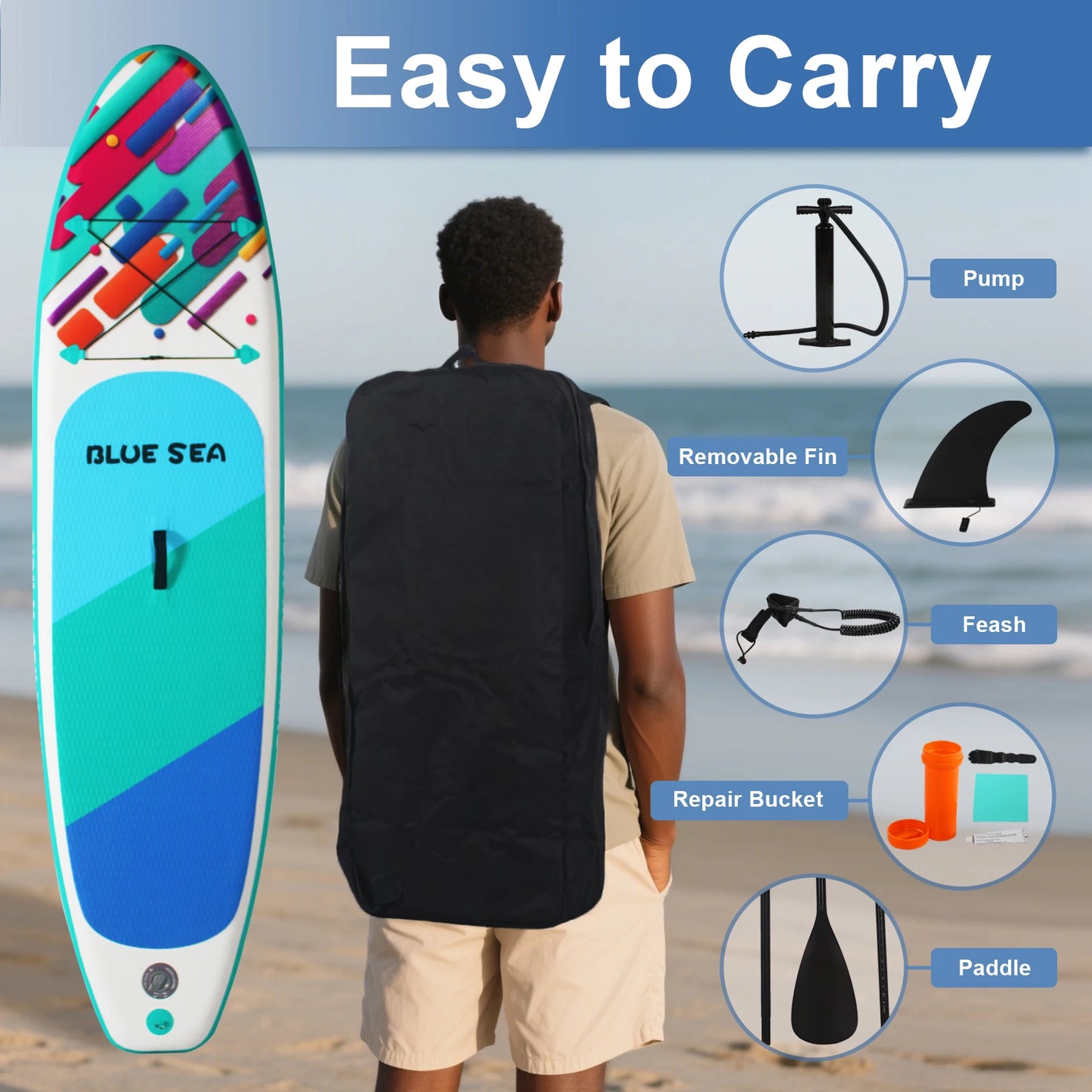 CADALENE Inflatable Stand Up Paddle Board with Anti-Slip EVA Deck