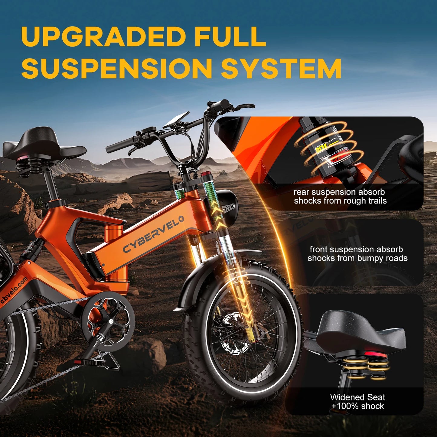 Cybervelo 2000W Foldable Fat Tire Bike With Removable 48V Battery