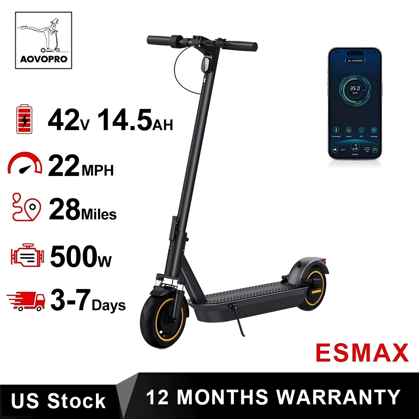 AOVOPRO ESMAX Electric Scooter 500W Foldable With App