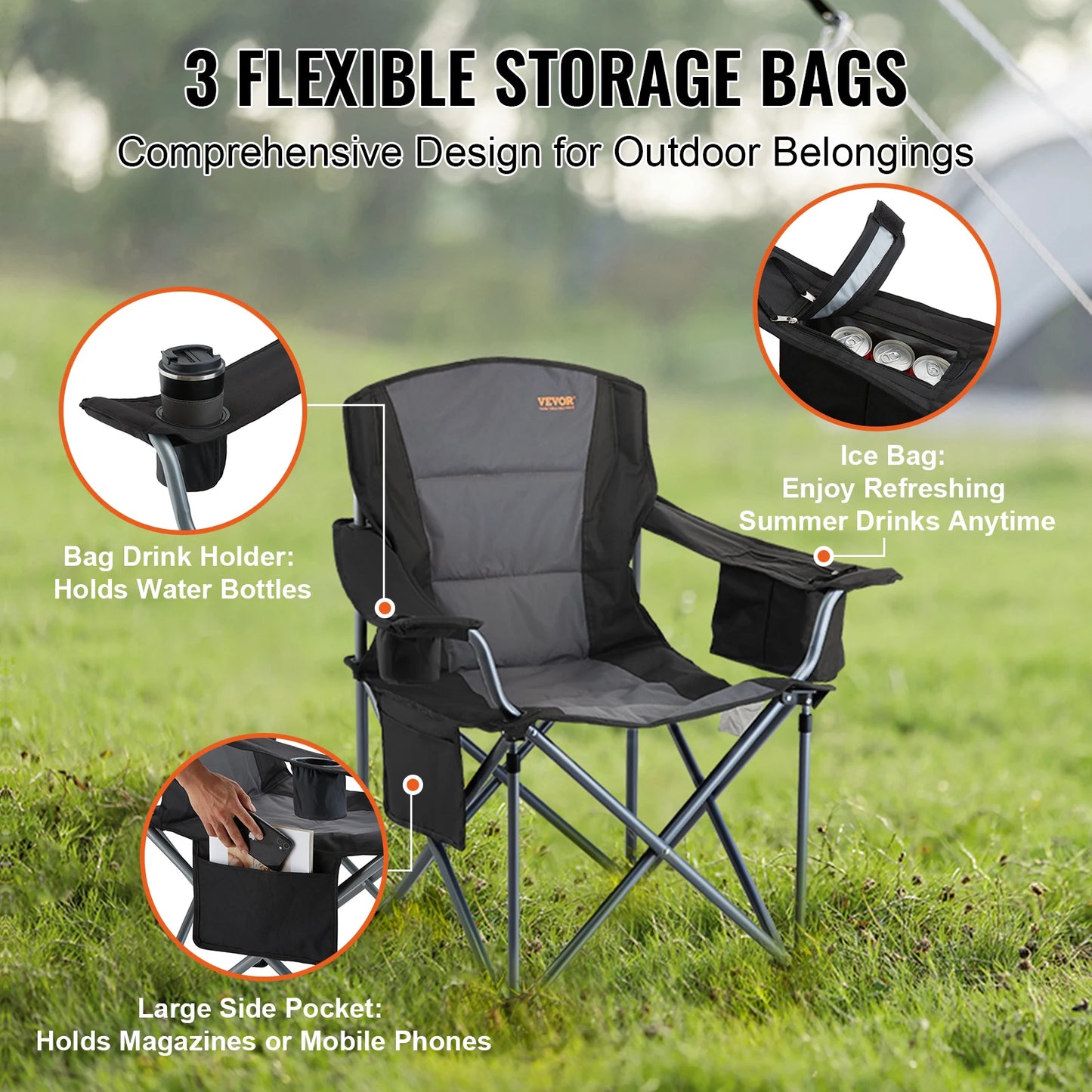 SucceBuy Outdoor Folding Chair Ultralight Portable 350lbs