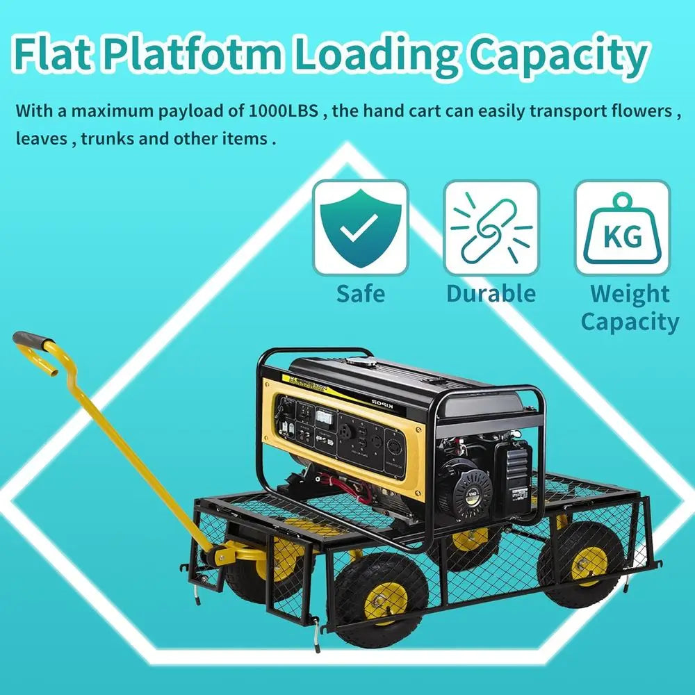 Heavy Duty 1000 Lbs Capacity Mesh Steel Garden Cart