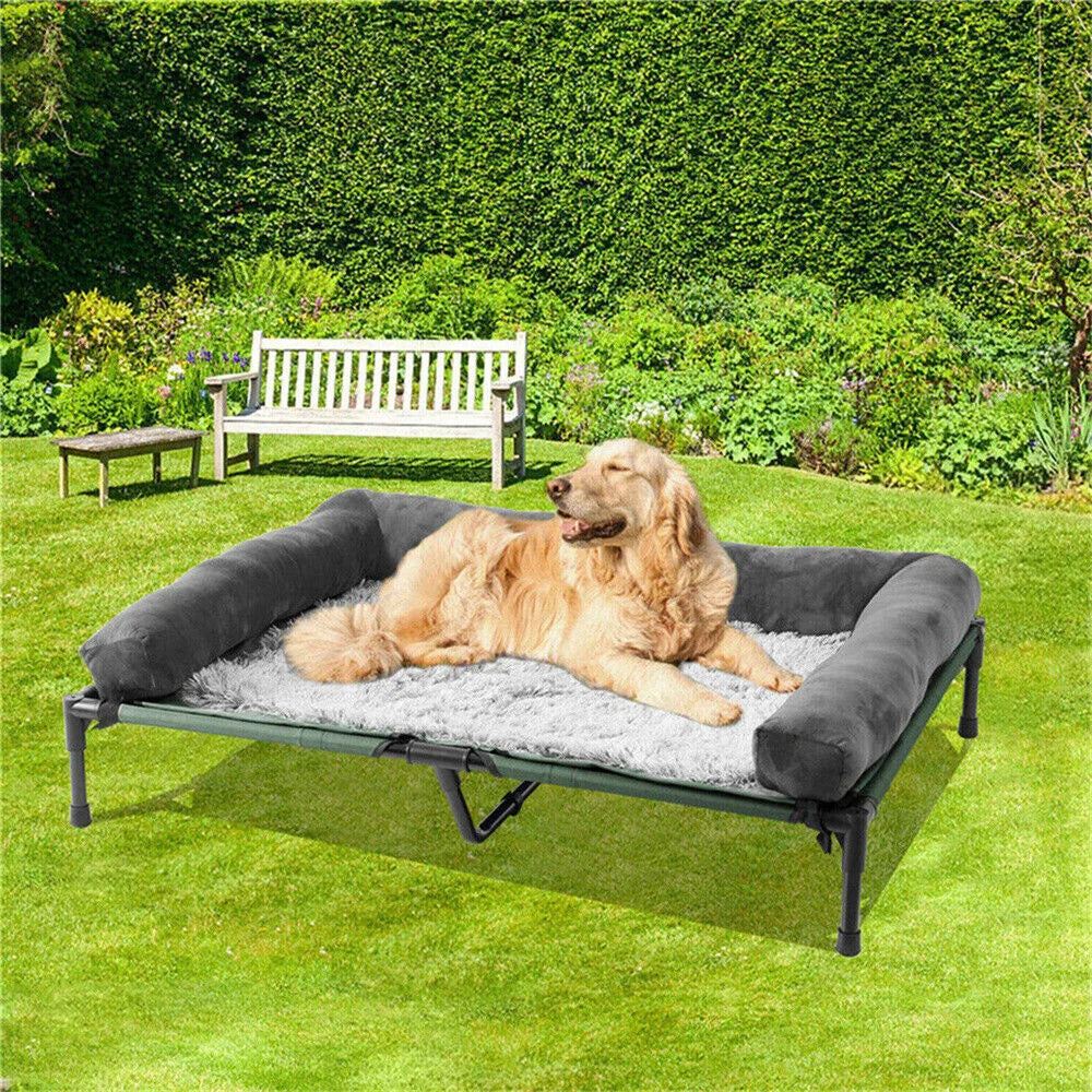 BORWARTCN Outdoor Raised Dog Bed With Cooling Breathable Mat For Pets