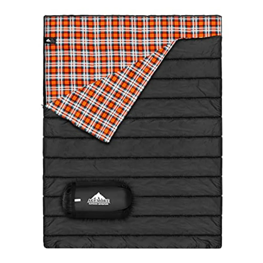 NONECN Cotton Flannel Double Sleeping Bag Waterproof For Two