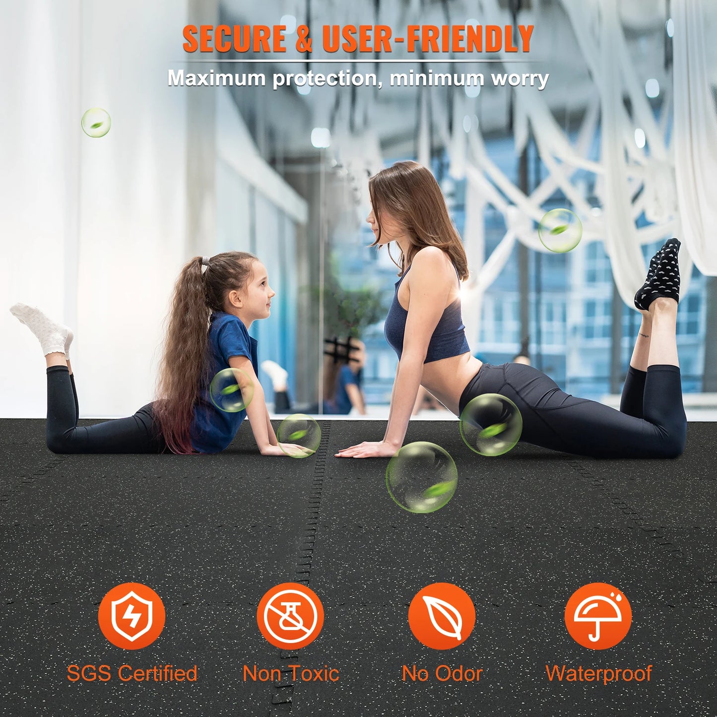 SucceBuy Interlocking EVA Foam and Rubber Waterproof Gym Floor Mats