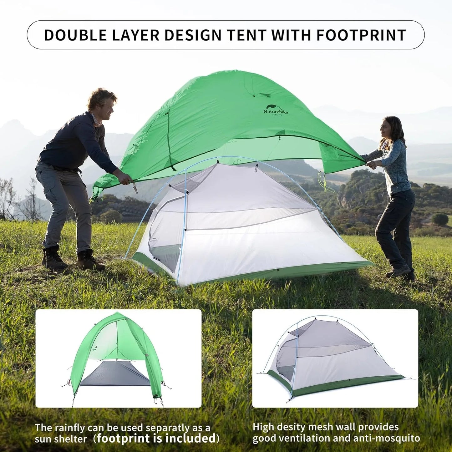 Naturehike Cloud Up 2 Person Ultralight Camping Tent All Seasons